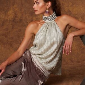 Glamorous Silver Halter Blouse nicoblu